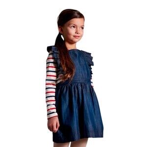 Anthem Of The Ants Boutique Girl Denim Pinafore Ruffle Dress Size 2T NEW W TAGS